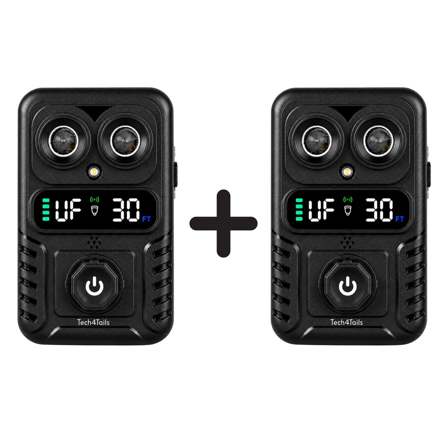 Automatic Bark Control Device Bundle | Dual Ultrasonic Emitters, Strobe Light & Digital Display | 15m Range | USB Rechargeable