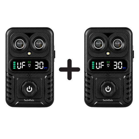 Automatic Bark Control Device Bundle | Dual Ultrasonic Emitters, Strobe Light & Digital Display | 15m Range | USB Rechargeable
