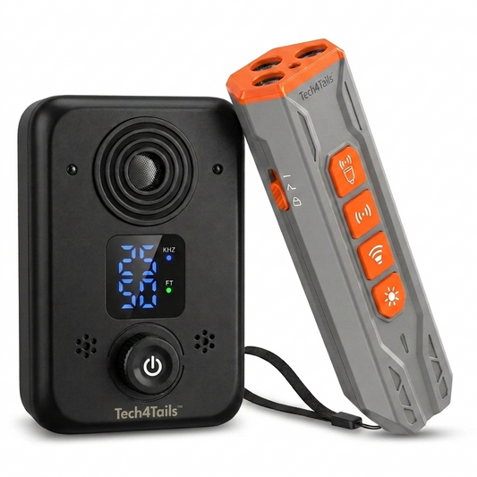 Bundle of Tech4Tails automatic anti-barking device and handheld ultrasonic trainer remote