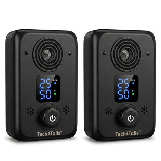 Twin pack of two Tech4Tails automatic anti-barking devices with LED displays
